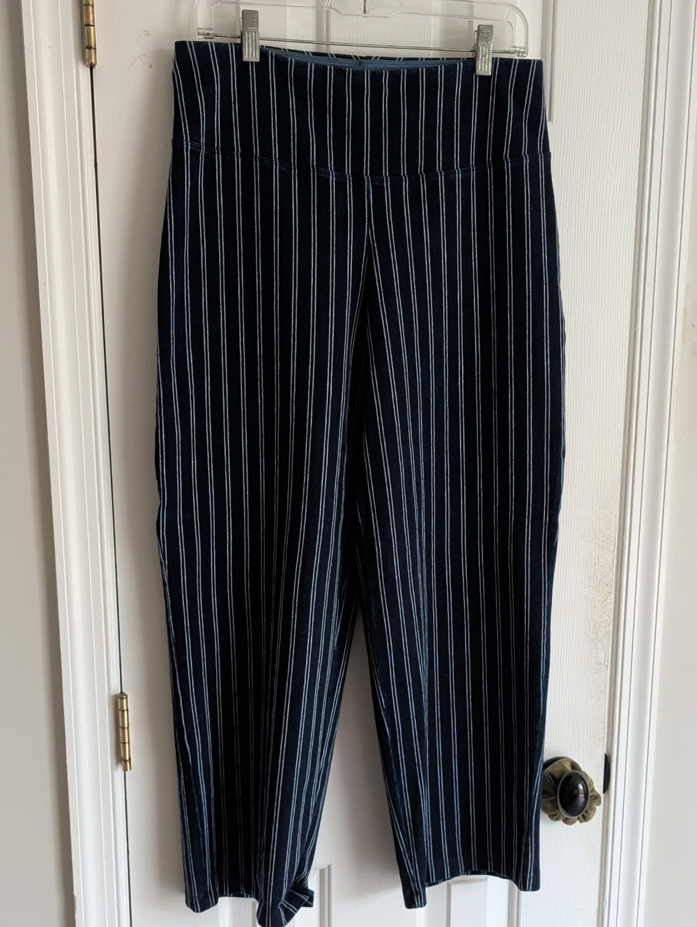 Women with Control Navy Blue Pinstripe Wide-Leg Pants